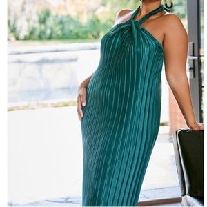 Eloquii Halter Neck Pleat Dress